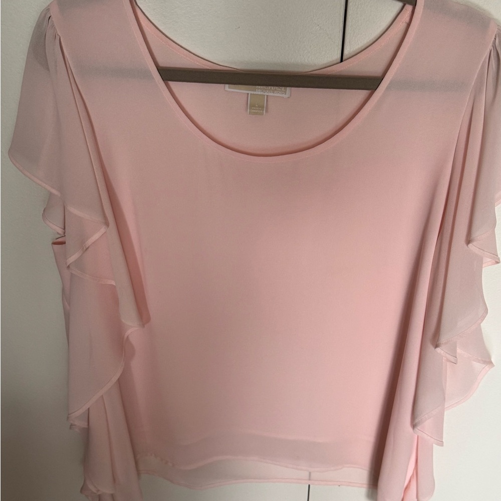 Michael Kors Pink Flutter Sleeve Blouse